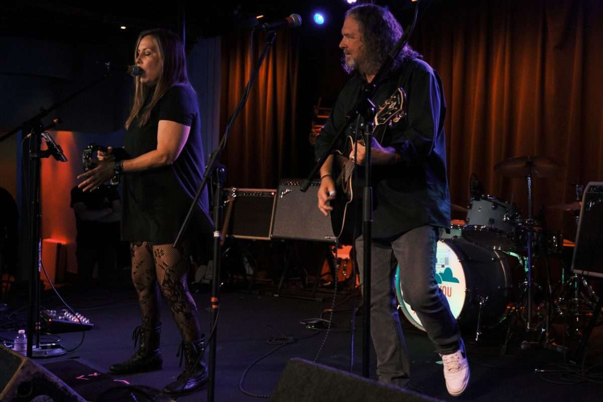 Singer and guitarist on stage